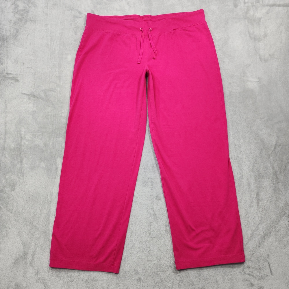 Danskin Now Pants Womens 2XL Pink Capri Drawstring Yoga Gym Stretch Lounge